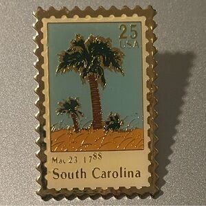 Gold South Carolina Commemorative Stamp Pin